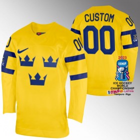 Švédsko Dresy Personalizované IIHF World Championship 2023 Žlutá - Pánské